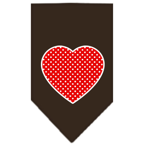 Red Swiss Dot Heart Screen Print Bandana Cocoa Large